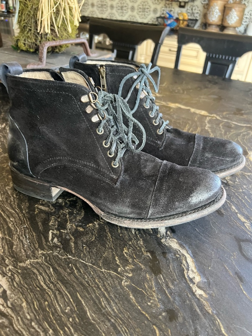 Freebird Nate Zipper Lace Up Boots Black Suede Leather Mens Size 12